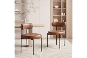 Nalupatio Dining Chairs Set of 2, Round Boucle Dining Room Chairs with Curved Backrest & Thick Cushion, Mid-Century Modern Up