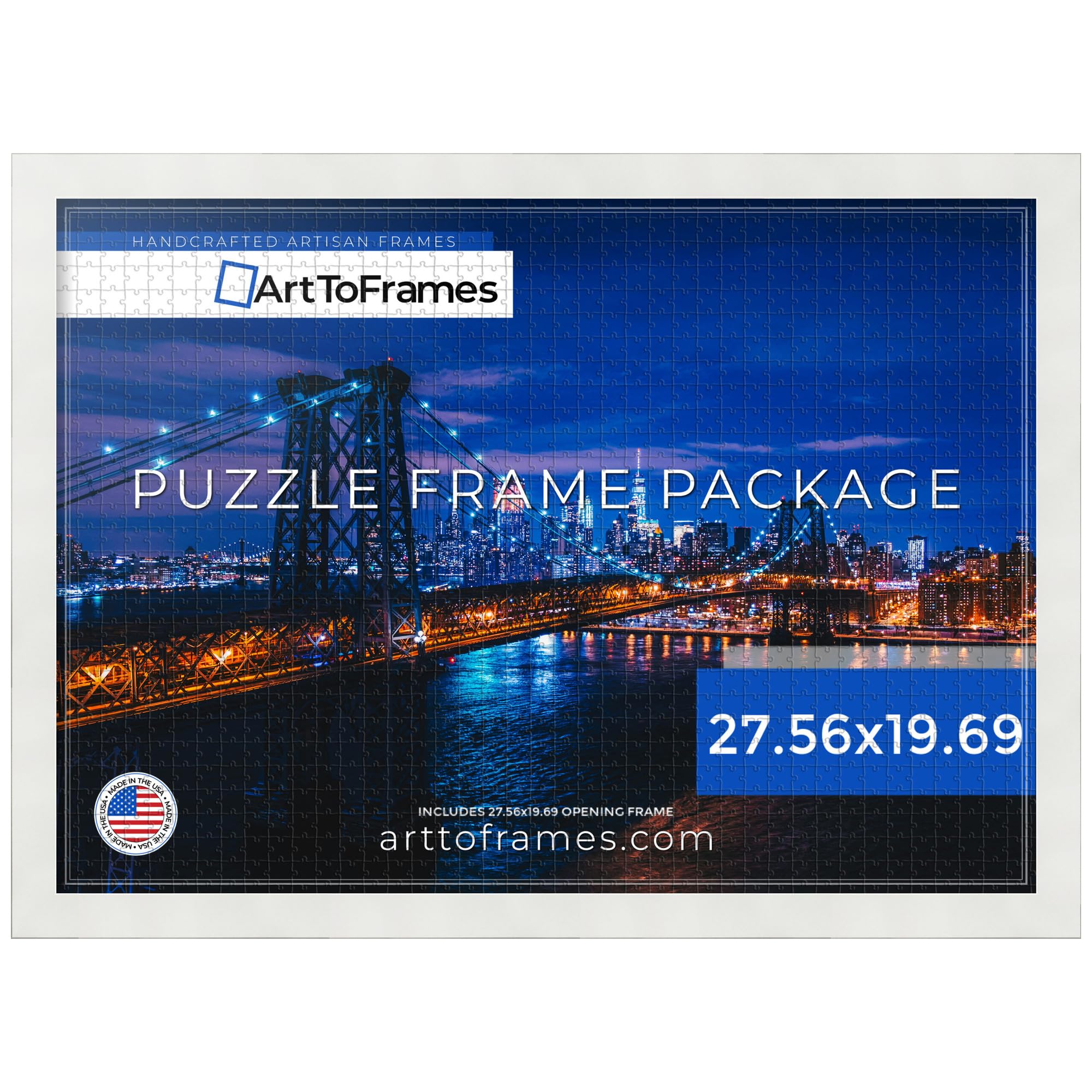 ArtToFrames 27.56x19.69 INCH/70x50 CM White Frame for 1000 Piece Puzzles.This 1.25 Inch Custom MDF Puzzle Frame is White - Comes with Economy Acrylic (PuzzleFRBW26074-27.56x19.69)