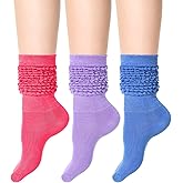 Geyoga 3 Pairs Slouch Socks for Women Scrunch Boot Cotton Knit Thigh High Slouch Socks for Women