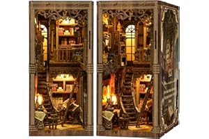 Book Nook Kit, DIY Booknook for Adults with LED Light, 3D Wooden Puzzle, Bookshelf Decor, Gift for Friends（Classic Library）
