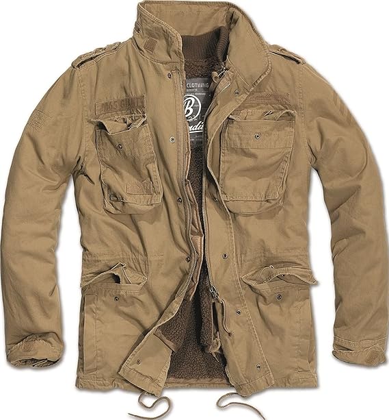 Brandit Herrenjacke Grün Braun Schwarz Camo M65 Militär Parka Design Winter