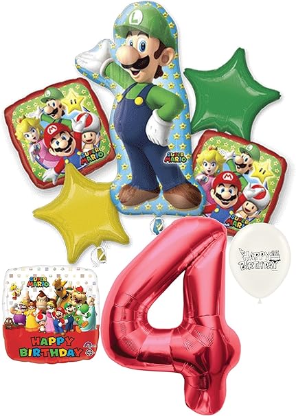 Amazon Com 4th Birthday Luigi Mario Brothers Party Decorations