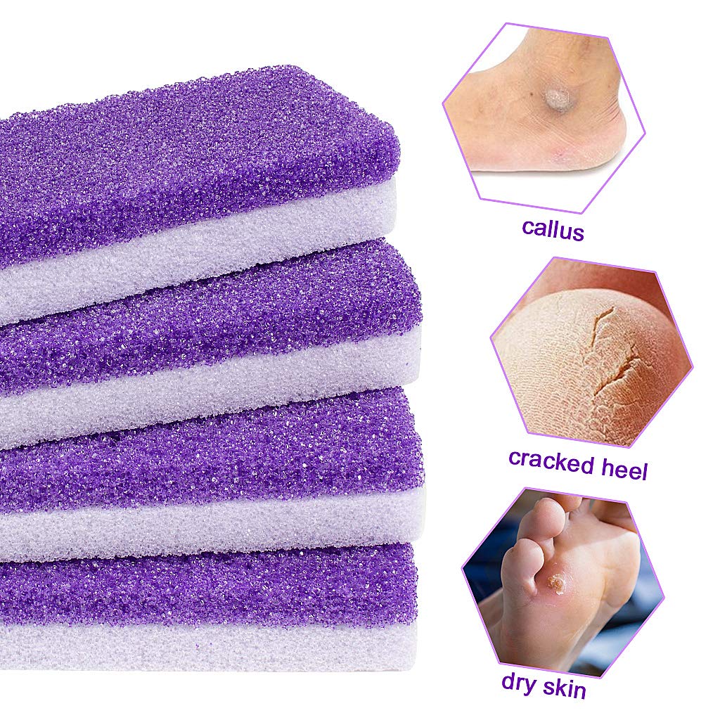 Edealing Foot Pumice Stone,4 Packs Double Sided Hard Skin Callus Remover, Dead Skin Scrubber Pedicure Tools for Foot Caring-Purple: Beauty
