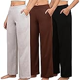PNAEONG 3 Pack Women's Petite Sweatpants, Casual Wide Leg Pants Loose Fit Lounge Pants with Pocket,XS-XL