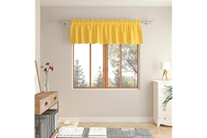 LKTCOBTAC Yellow Small Tiers Kitchen Short Small Mini Window Curtains Valance 12 inches Length Blackout Home Decor Blackout Basement rv Camper Living Room/Bedroom 60W by 12L 1 Piece Rod Pocket