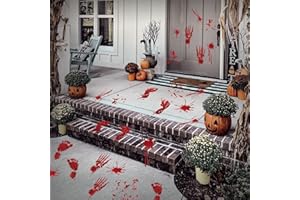HIFUNWU 128 Pcs Halloween Footprints Floor Clings - Bloody Halloween Decorations, Floor Stickers Decals for Party Supplies (12 Sheets)