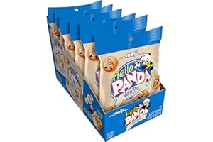 Meiji Hello Panda Cookies, Vanilla Crème Filled - 2.2 oz, Pack of 6 - Bite Sized Cookies with Fun Panda Sports