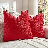FUTEI Valentine's Day Red Flannel Throw Pillow Covers 18x18 Inch Set of 2,Soft Crushed Dimensional Textued Cushion Cases,Modern Home Decor for Couch Living Room
