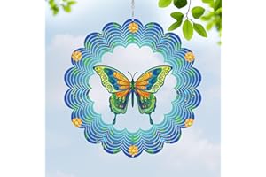 Bnesi Butterfly Wind Spinner Novel Butterfly Gifts for Women Metal Hanging Wind Spinner Butterfly Decor Metal Bird Wind Chimes Butterfly House Yard Art Garden Decor (Butterfly-A)