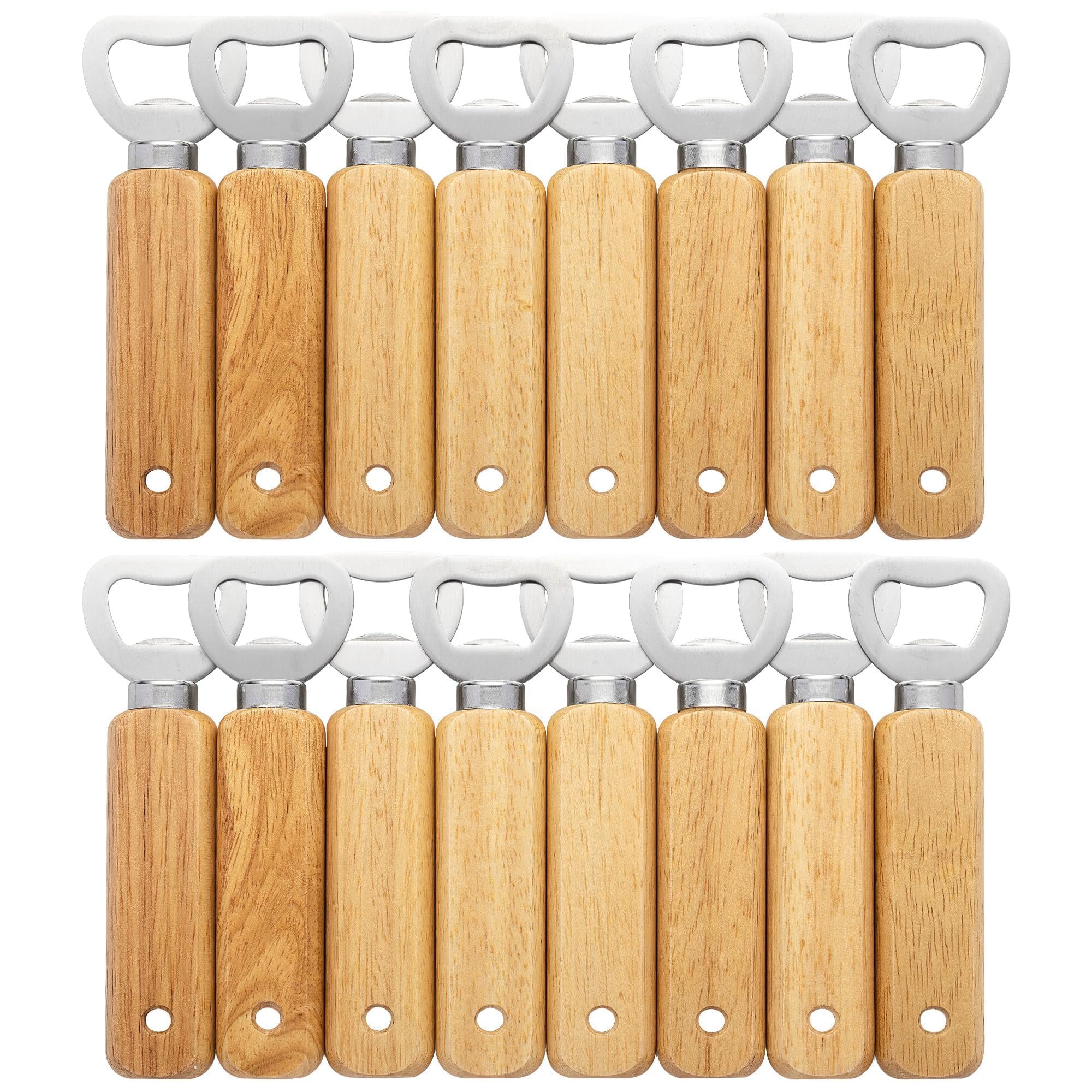 Engravable Wooden Bottle Openers, 16 PCS Handheld Beer Bottle Openers for Drinks Cider Bar Home Gadgets KH1316