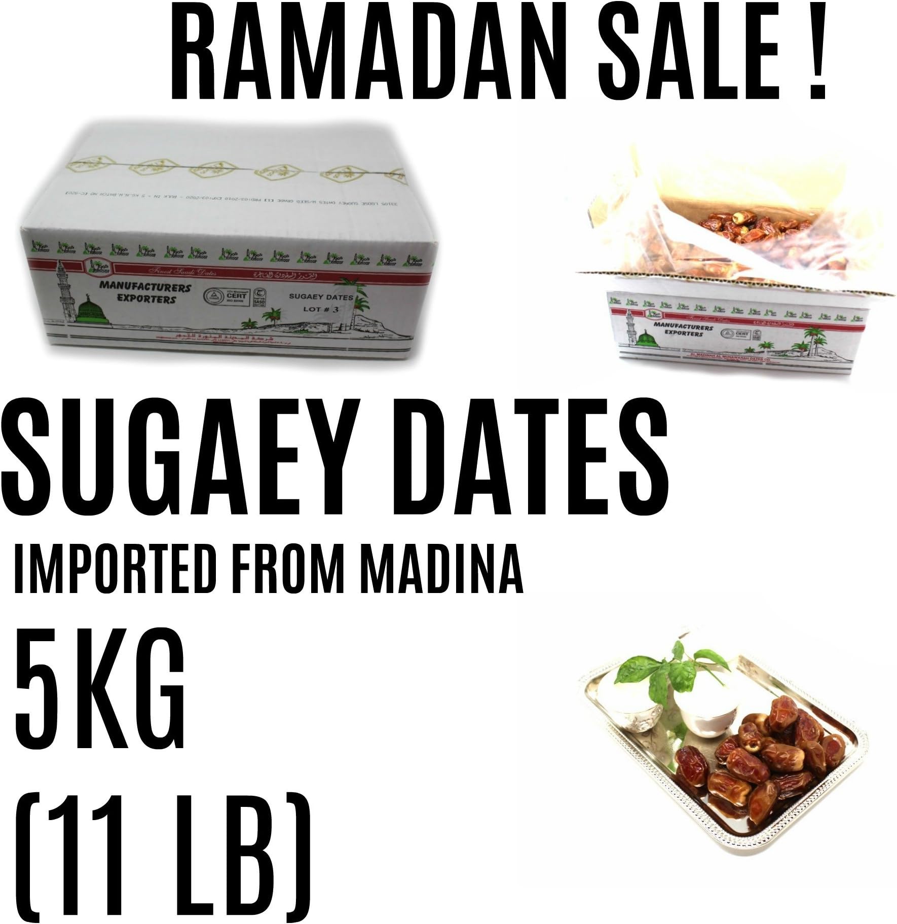 SAGAI Dates 5Kg (11 Lb) Box, Imported from Madina #1 Quality