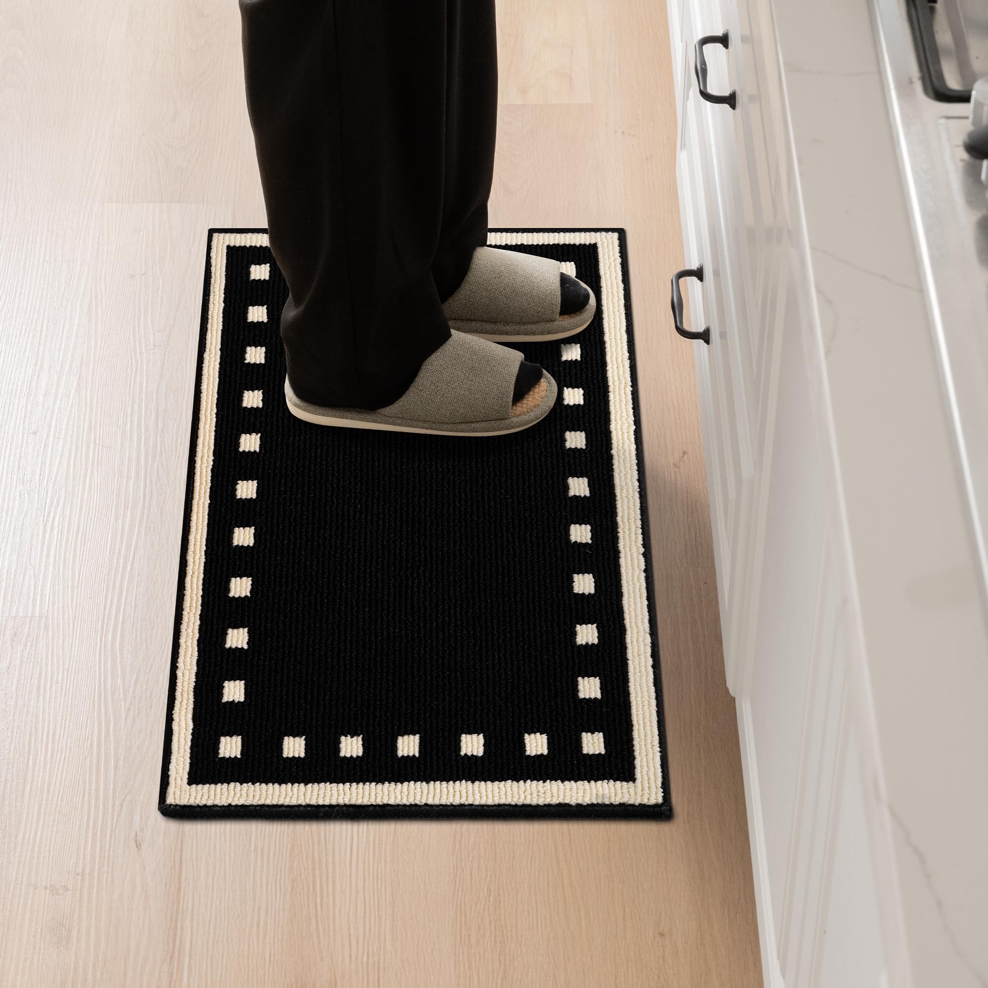 Photo 1 of GRANNY SAYS Kitchen Rugs and Mats Non Skid Washable Absorbent Resist Dirt Kitchen Mats for Floor, Comfort Standing Mat Front of Sink Rugs Durable Polypropylene 20'' x 32'', Black