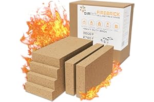 GIRtech USM-6 Heavy Duty Firebricks 6-Pack Fireclay, Chamotte 3000F US Stove 9" x 4-1/2" x 1-1/4" Insulating, Replacement Fire Bricks for Fireplaces, Wood Stoves, Pizza Ovens, Steel Furnaces, Forge