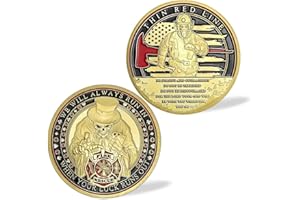Joygulls Firefighter Challenge Coin Thin Red Line Fire Rescue Coin Fireman Maltese Cross Coin