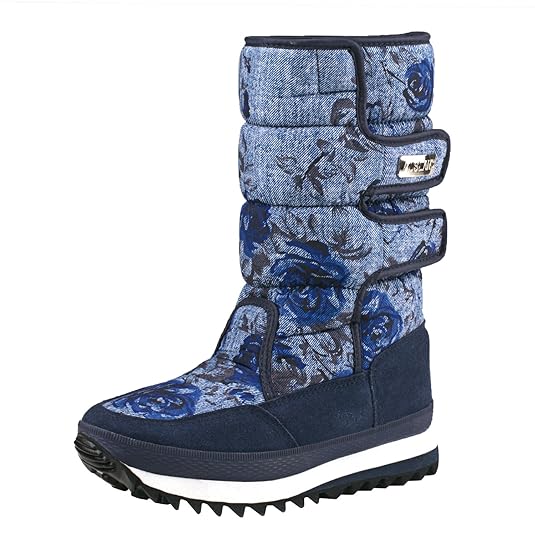 Shenji Damen Schneestiefel mit Rutschfester Sohle Halbstiefel Karo Winterboots Klassisch H9489