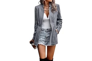 chouyatou Women's Casual Business Open Front Long Sleeve Notch Lapel Office Blazer Jacket