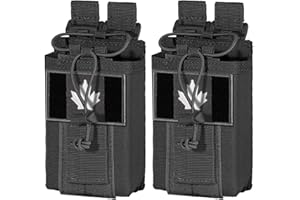 IronSeals 2 Pack Tactical Molle Adjustable Interphone Storage Bag Outdoor Sports Radio Pouch for Two Ways Walkie-Talkie