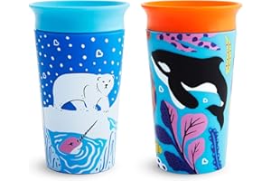 Munchkin® Miracle® 360 WildLove Sippy Cup, 9 Ounce, 2 Pack, Polar Bear/Orca
