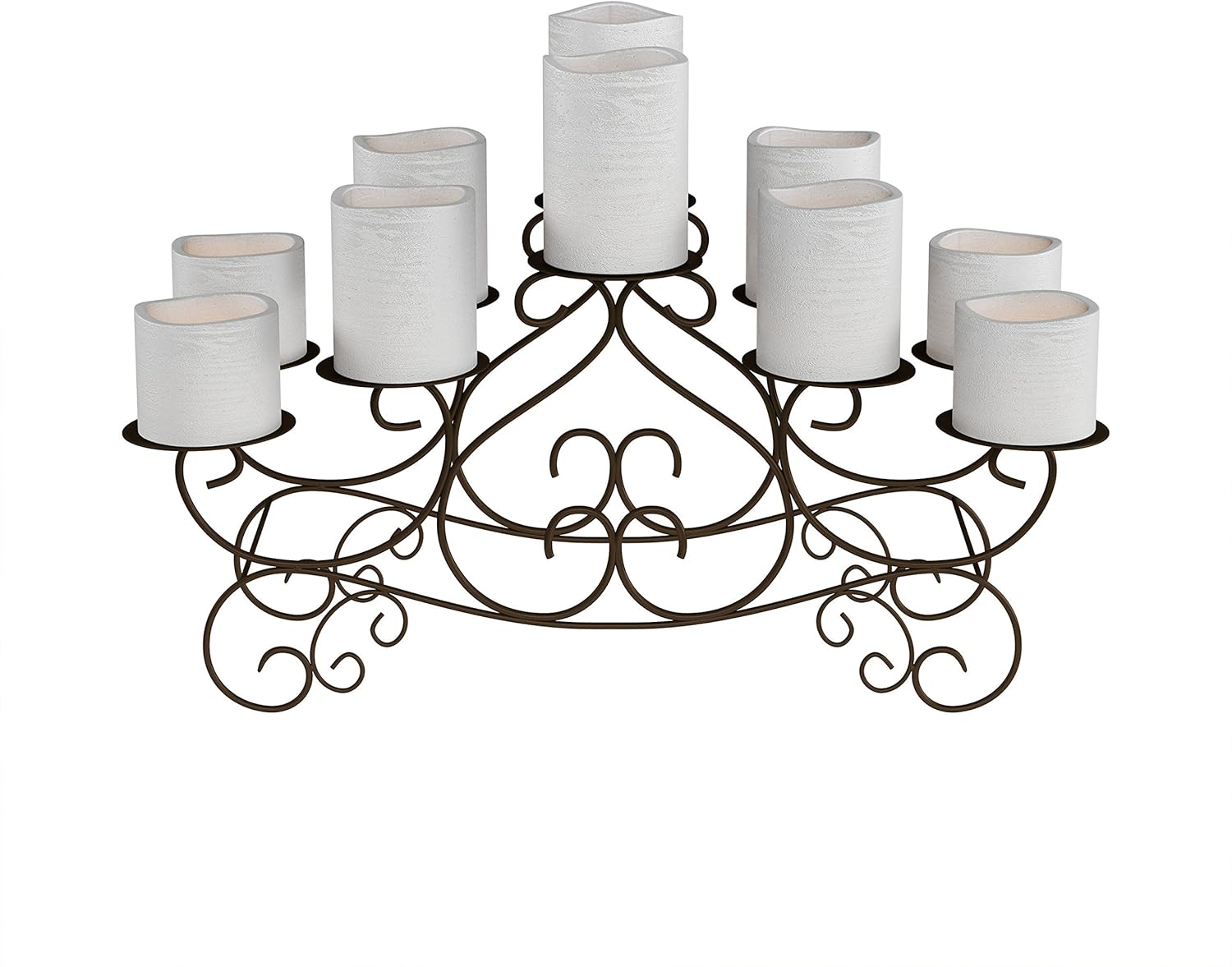 Lavish Home - 80-Multic-5 10 Candle Candelabra with Swirl Design- Handcrafted Iron Candle Holder/Centerpiece for Fireplace, Home Décor, Wedding, Event (Brown), Brown: Home & Kitchen