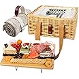 Hap Tim Wicker Picnic Basket for 2 with Mini Folding Wine Picnic Table & Large Insulated Cooler Bag & Cutlery Service Kits for 2 Person, Couples Gifts, Wedding Gifts (Y2307-2-CM)