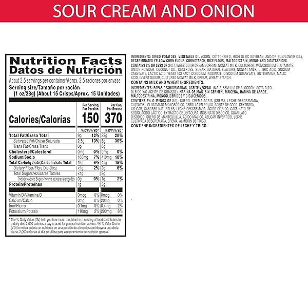 PRINGLES POTATO CRISPS CHIPS, LUNCH SNACKS, OFFICE AND KIDS SNACKS, GRAB N’ GO, SOUR CREAM AND ONION, 1.88 POUNDS (12 CANS)