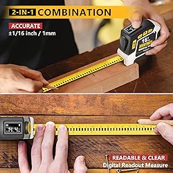 Alloyman 2-in-1 Digital Tape Measure, 16Ft