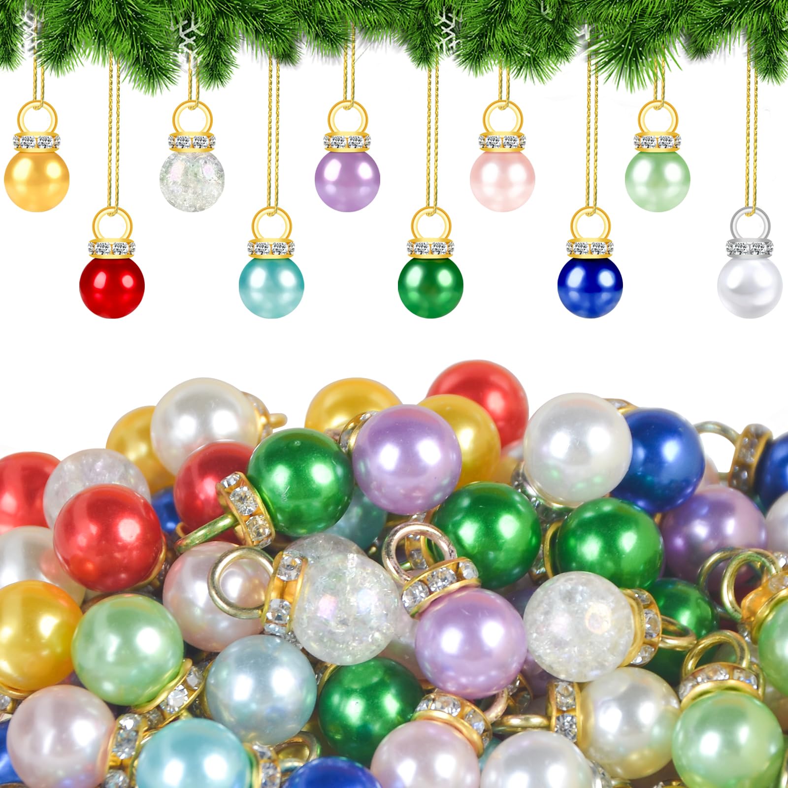 Photo 1 of 100PCS Christmas Mini Balls Ornaments, 9mm Miniature Multi-color Xmas Tiny Tree Hanging Decorations, 10 Colors Glitter Small Shiny Christmas Balls Pendants for Holiday Party Wedding DIY Craft Supplies