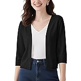 Urban CoCo Women's 3/4 Sleeve Cropped Cardigan Casual Open Front Cover Up