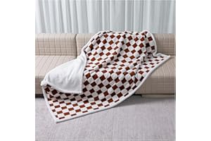 Maidewow Waterproof Pet Blanket,Dog Bed Covers Couch Sofa Stylish Jacquard Pets Throw Blankets for Puppy Cats Washable Reversible Furniture Protection Covers (Coffee Check,L)