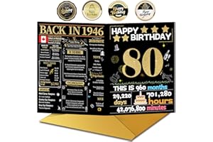 80th Birthday Card with Envelope,80th Birthday Decorations for Women Men,Birthday Gifts for Grandpa Grandma,Happy Birthday Ca