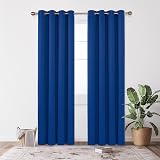 Deconovo Eyelet Blackout Curtains Royal Blue 2 Panels 96in Ready Made view 5
