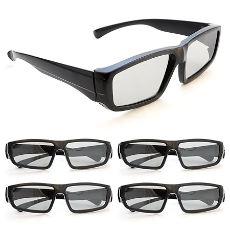4er SET 3D-Brille für passive 3D TVs, PC-Spiele oder Kino RealD, Passivbrille (zirkular polarisiert) Farbe: schwarz - Marke G