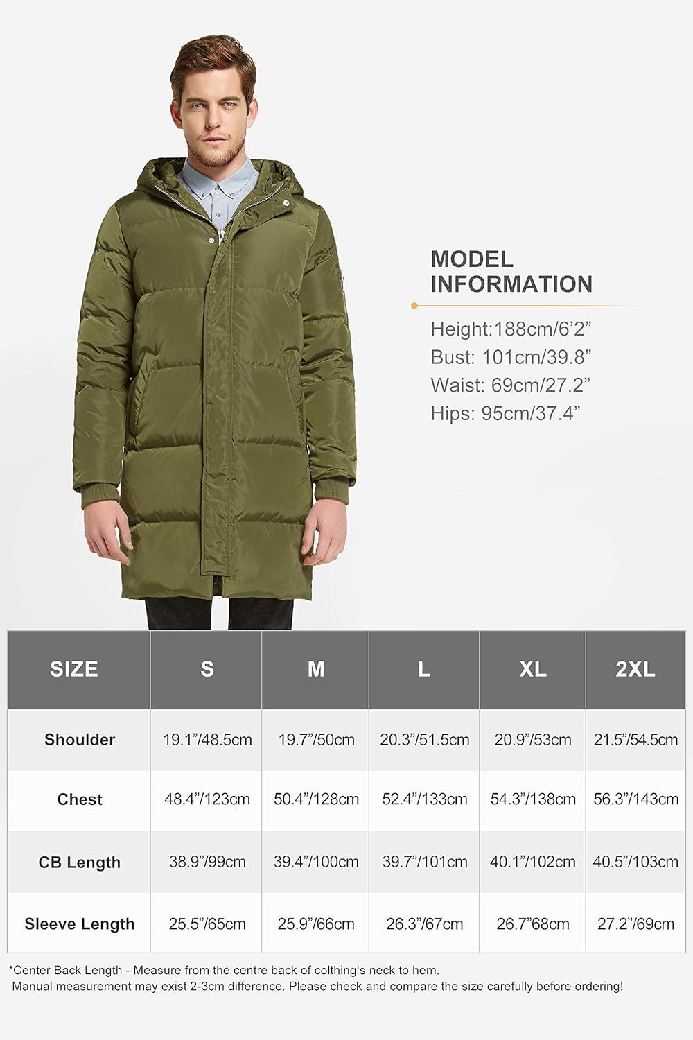 Orolay Men’s Thickened Down Jacket Winter Warm Down Coat: Clothing