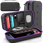 OIVO Switch Carrying Case Compatible with Nintendo & OLED, Portable Switch Travel Carry Case Fit for Joy-Con and Adapter, Hard Shell Protective OLED Pouch Bag with 20 Games, Purple