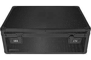 Vaultz Storage Lock Box - 6.5 x 19.25 x 13.5 Inch Lockable Dorm Storage Trunk with Combination Lock - Briefcase, Medicine Box, Lock Boxes for Personal Items, Cash, Laptop - Black on Black