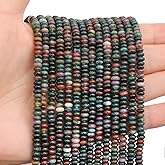 BONNY BOXX 150PCs Natural 2 * 4mm India Agate Rondelle Beads, Natural Abacus Disk Stone Beads Loose Spacer Gemstone Beads for DIY Bracelet Necklace Jewelry Making