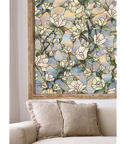 GORGECRAFT Film Confidentialité Fenêtre 100x43cm 3D Feuilles Eucalyptus Prisme Arc-en-Ciel Anti-UV