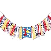 WAOUH Highchair Banner for 1st Birthday - First Baby Party Theme Decoration, Fabric Garland Cake Smash Photo Prop, Souvenir and Gifts (Blue Boy Girl Banner)