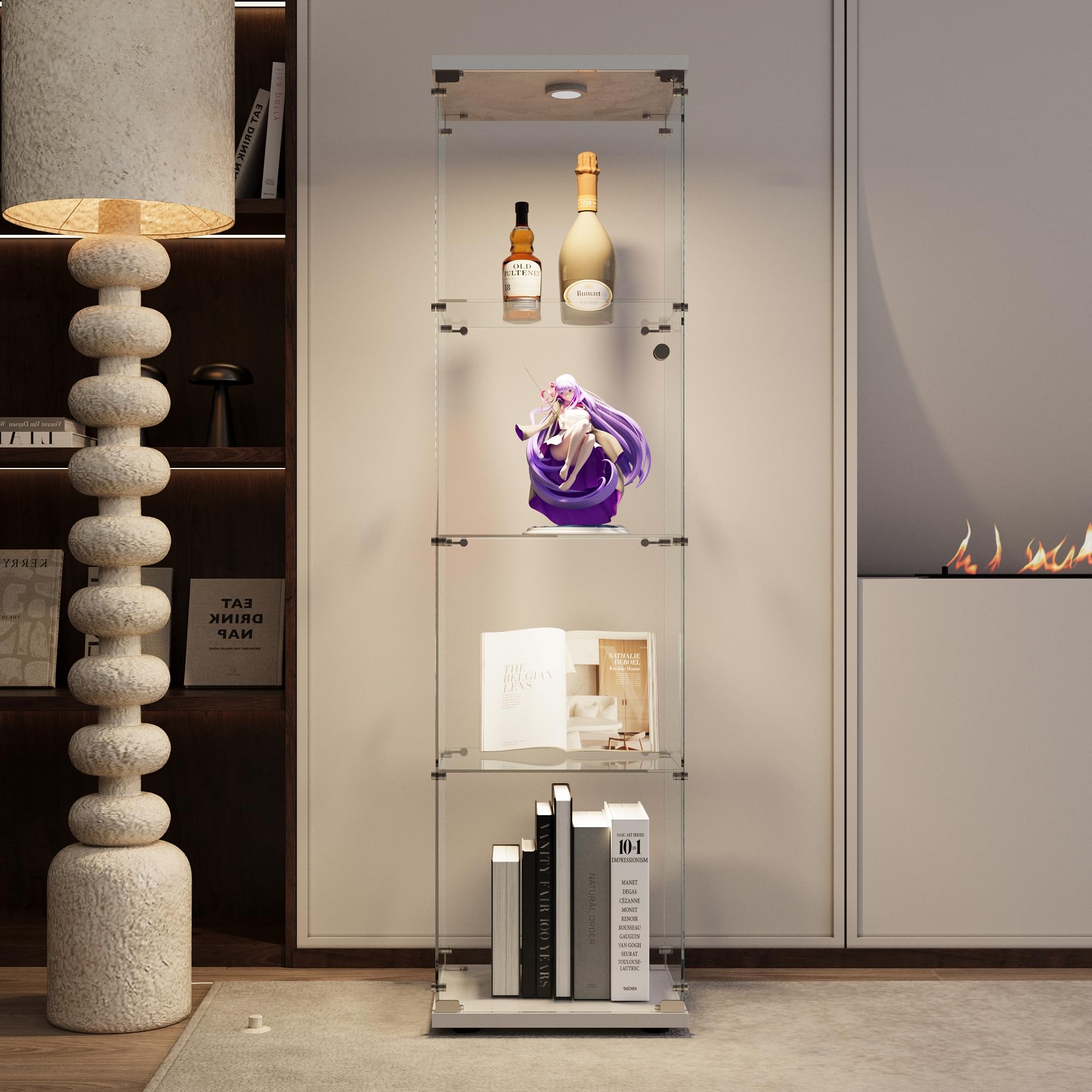 nifoti 4-Shelf LED Lights Glass Display