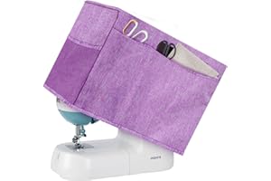 Boczif Sewing Machine Cover with Accessories Storage Pockets and Side Handle, Sewing Dust Cover Compatible with Most Standard Singer Brother Machines(Purple)