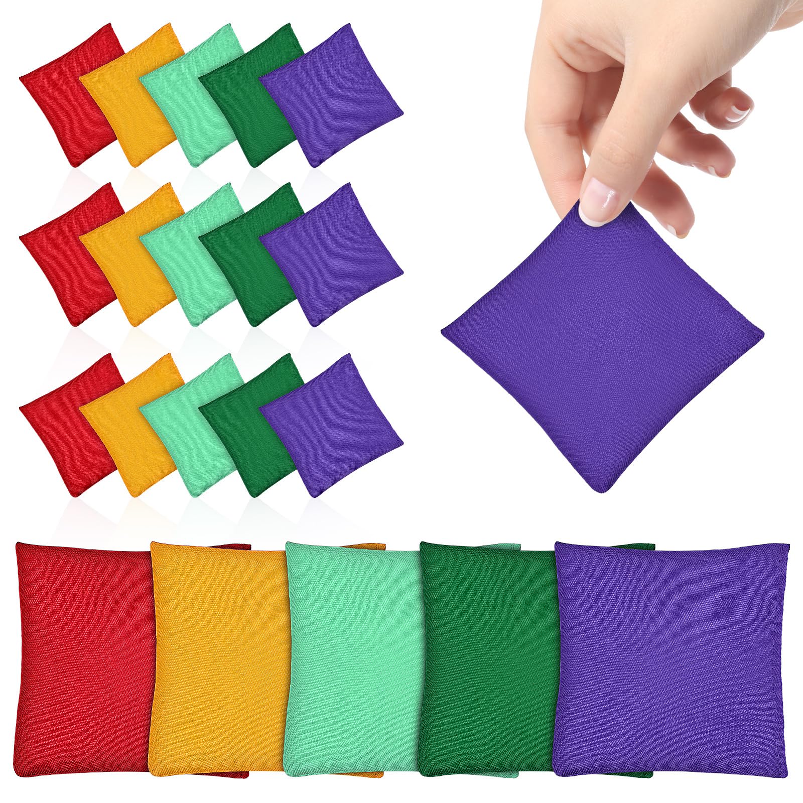 Alipis 20PCS Bean Bags Kids Throwing: 3.9″x3.9″ Colorful Small Bean Bags - Beanbag Toss Game for Kids Teens Adults Outdoor Sports Family Activities Carnival Toys