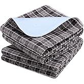 OUTCREATOR® Washable Bed Pads 34" x 56" (Pack of 2), Incontinence Mattress Protector, Anti-Slip Waterproof Underpads for Adults Kids Elderly Pets, Absorbency & Reusable Bedwetting Pads (Black Plaid)