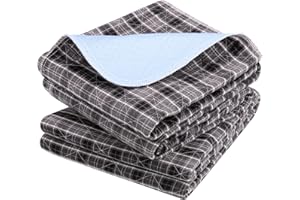 OUTCREATOR® Washable Bed Pads 34" x 36" (Pack of 2), Incontinence Mattress Protector, Anti-Slip Waterproof Underpads for Adults Kids Elderly Pets, Absorbency & Reusable Bedwetting Pads (Black Plaid)