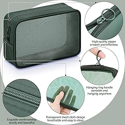Weewooday 4 Pcs Mesh Makeup Bag Mesh Cosmetic Bag