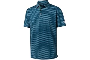 M MAELREG Mens Golf Shirt Short Sleeve Dry Fit Print Moisture Wicking Performance Patterns Collared Polo Shirt