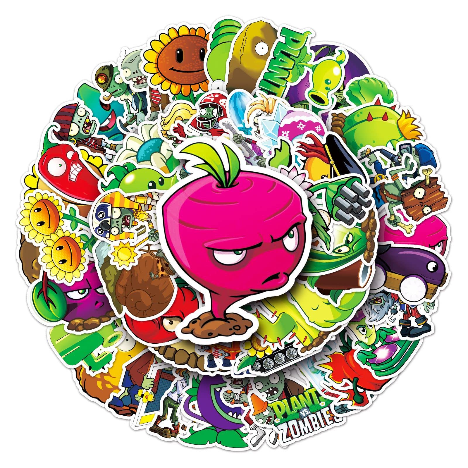 Plants vs. Zombies Stickers 50pcs Cute Waterproof Classic Game Sticker for Water Bottle Laptop Skateboard Phone Computer Hydro Flask Luggage,Cartoon Anime Graffiti Sticker for Teens Kids Boys — image 1
