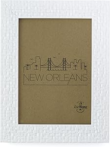 5x7 Picture Frame White Tile - Modern Mosaic, Ornate, Mount or Tabletop Display - EcoHome Frames