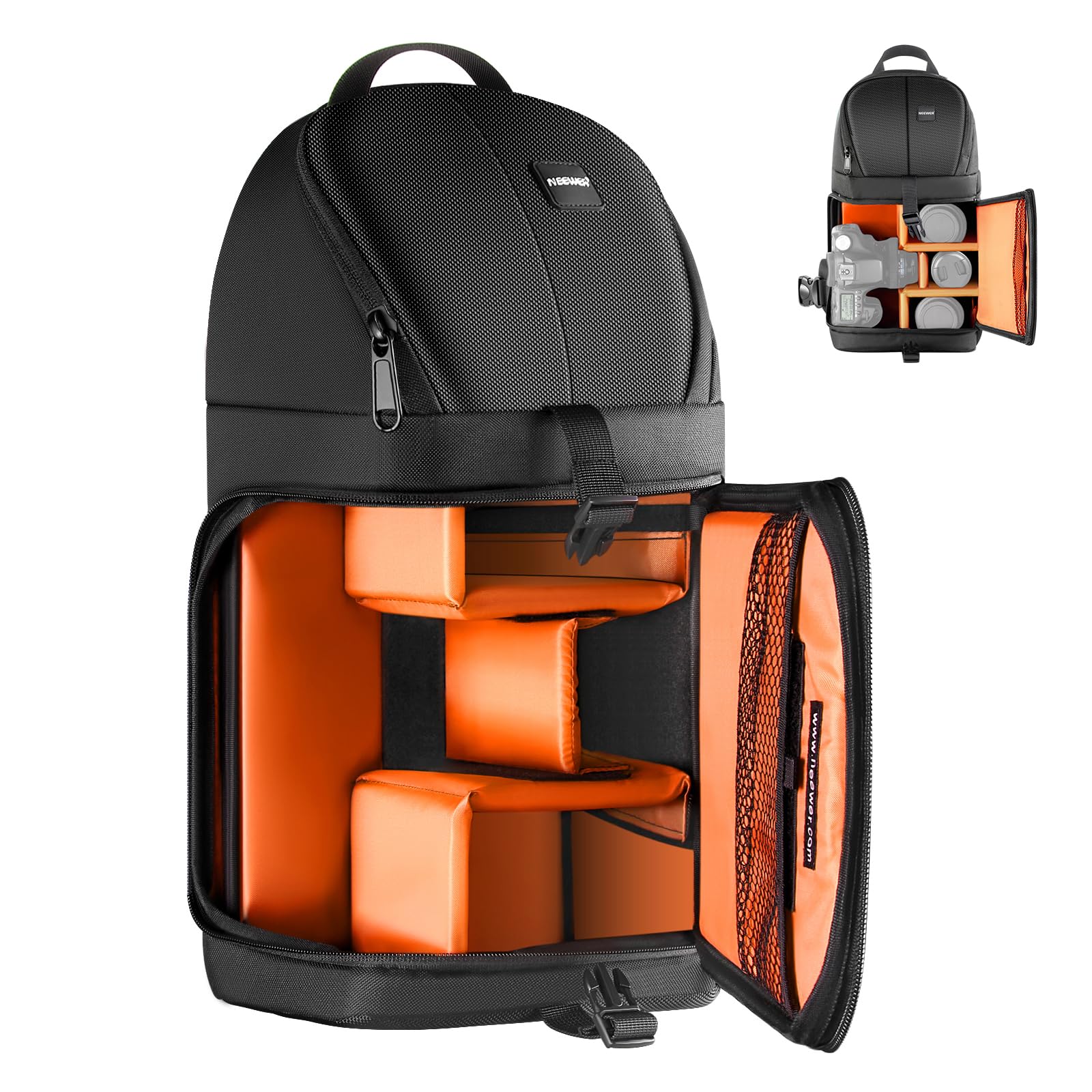 Neewer Professional Camera Case Sling Backpack for Nikon Canon Sony and Other DSLR Cameras and Lens,Tripod,Other Accessories,Durable Waterproof and Tear Proof Bag with Padded Dividers(Orange)