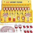 VEVOR 60pcs Lockout Tagout Kit, 14 Padlocks, 3 Hasps, 40 Tags, 40 Ties, 5 Expansion Kits, Lockout Station Board, Metallic, Industrial & Electrical Safety