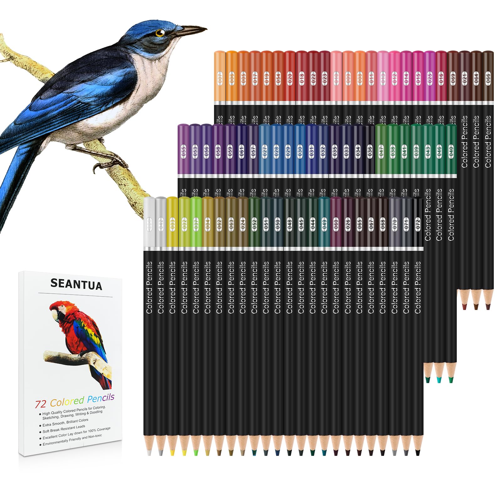 SEANTUA 72 Coloured Pencils Set for Adult, Quality Soft Core, Oil Based Colouring Pencils for Artists,Professional Drawing Pencils Art Supplies, Colour Pencil for Adults Kids